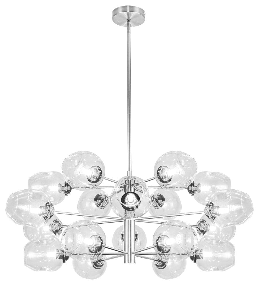 Abii Transitional 18 Light Polished Chrome Clear Metal Chandelier