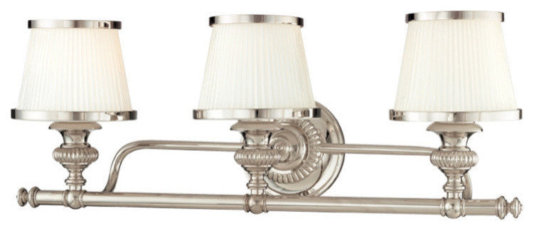 Milton 3-Light Bath and Vanity With Glass Shade, Polished Nickel
