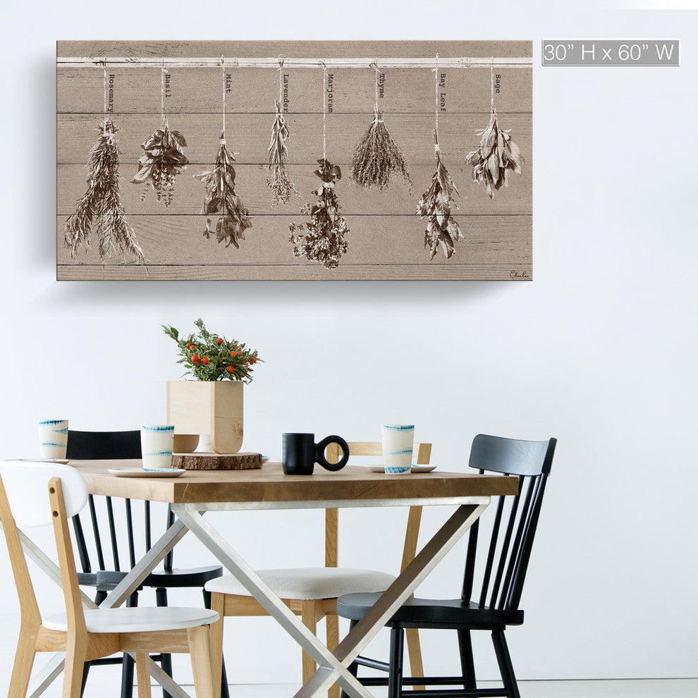Herbs Wrapped Canvas Botanical Kitchen Wall Art, 30"x60"