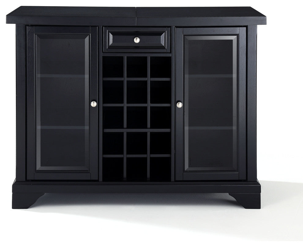 LaFayette Sliding Top Bar Cabinet, Black Finish