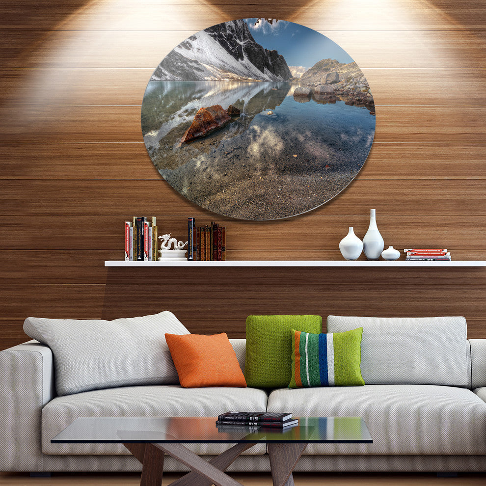 Sapphire Mountain Lake View, Landscape Round Wall Art, 36"
