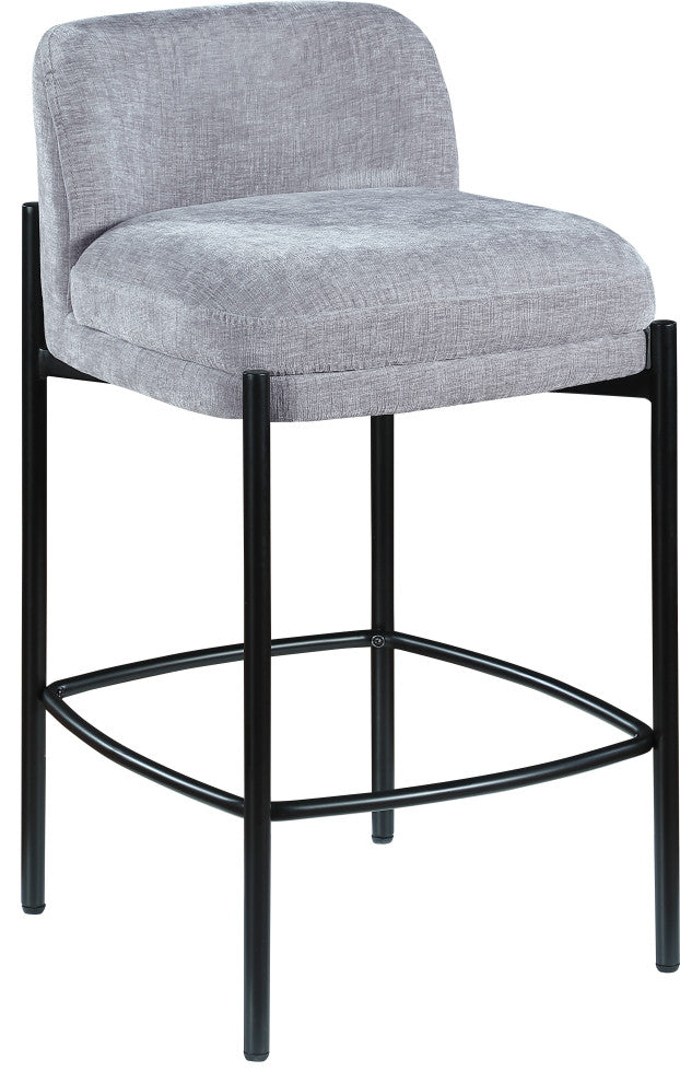 Burton Chenille Fabric Upholstered Stool (Set of 2), Grey