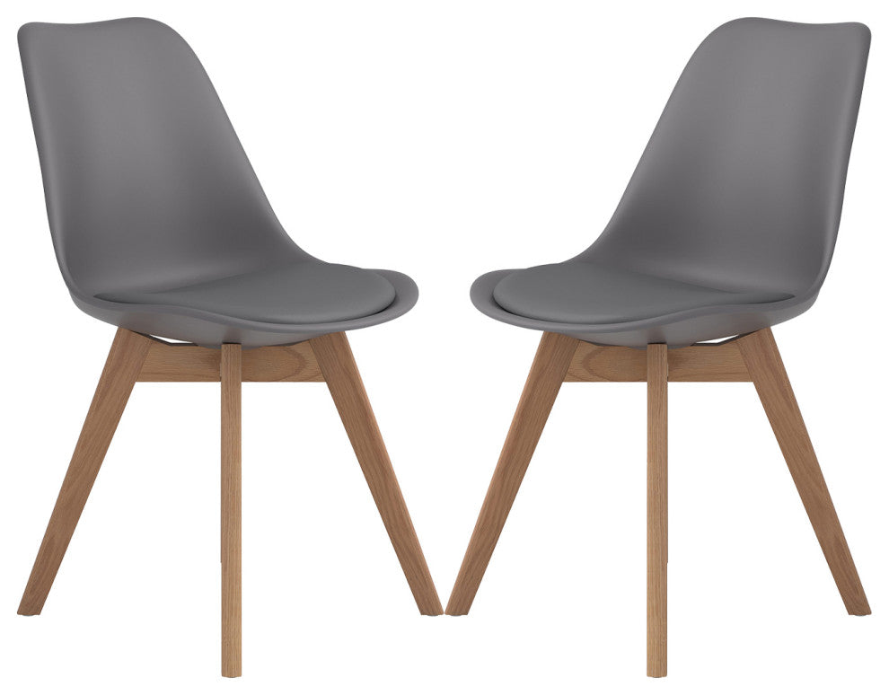 Set of 2 Wood Dining Side Chairs, Gray Finish