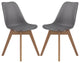 Set of 2 Wood Dining Side Chairs, Gray Finish