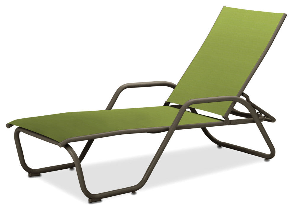 Gardenella Sling 4-Position Chaise, Textured Beachwood, Lime