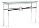Equus Console Table, Sterling Finish - Bronze Accents - Black Leather Strap