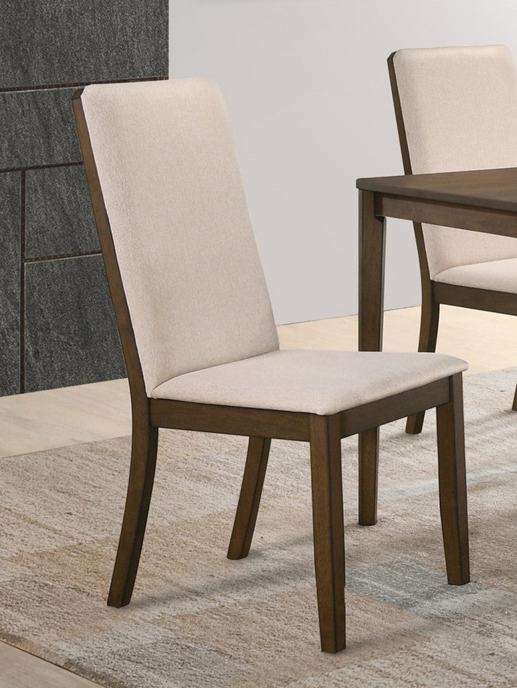 Set of 2 Dining Side Chairs, Walnut and Latte
