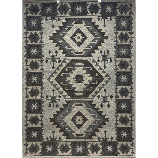 7" x 9" Gray and Ivory Classic Decorative Area Rug