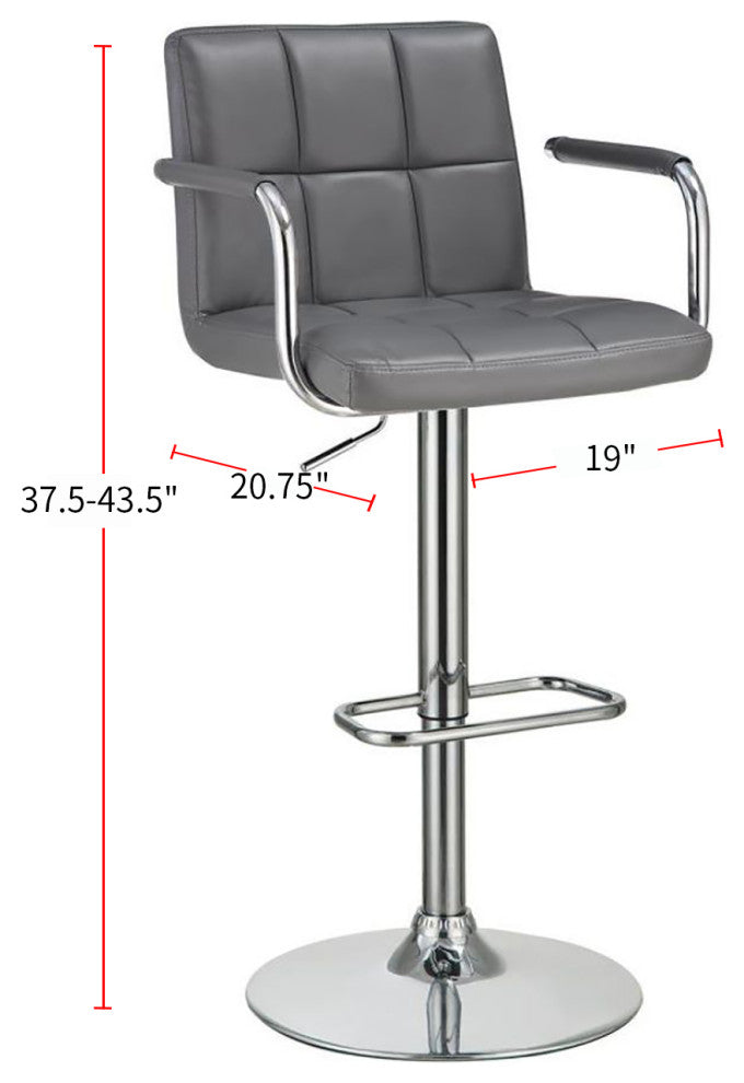 Faux Leather Adjustable Bar Stool, Gray