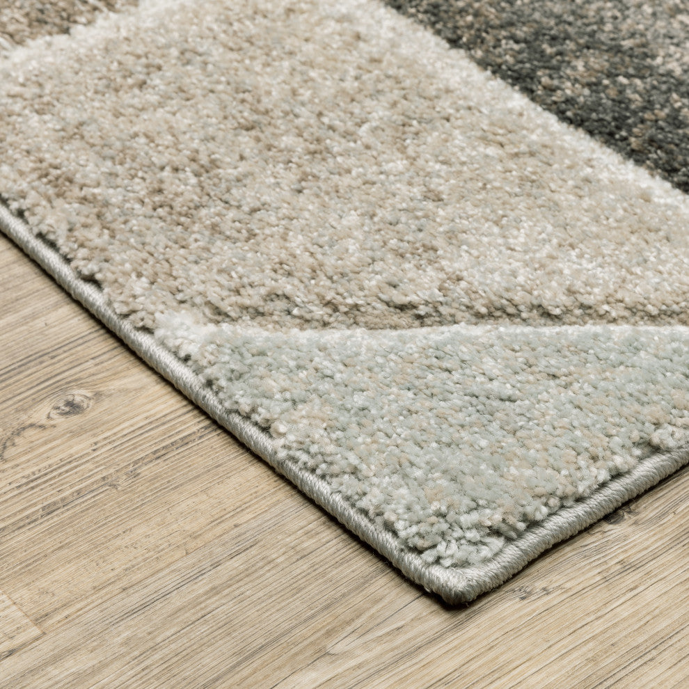 Canton Geometric Grey/Brown Indoor Area Rug, 6'7"x9'6"