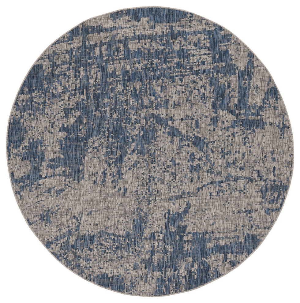 KAS Provo 5760 Gray/Denim Strokes Area Rug, 7'10" Round