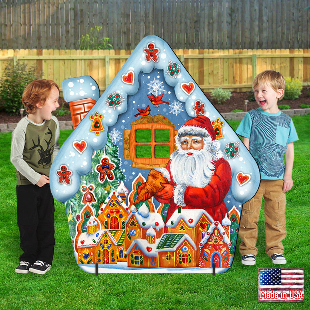 Gingerbread House Freestanding Wooden Lawn Decor