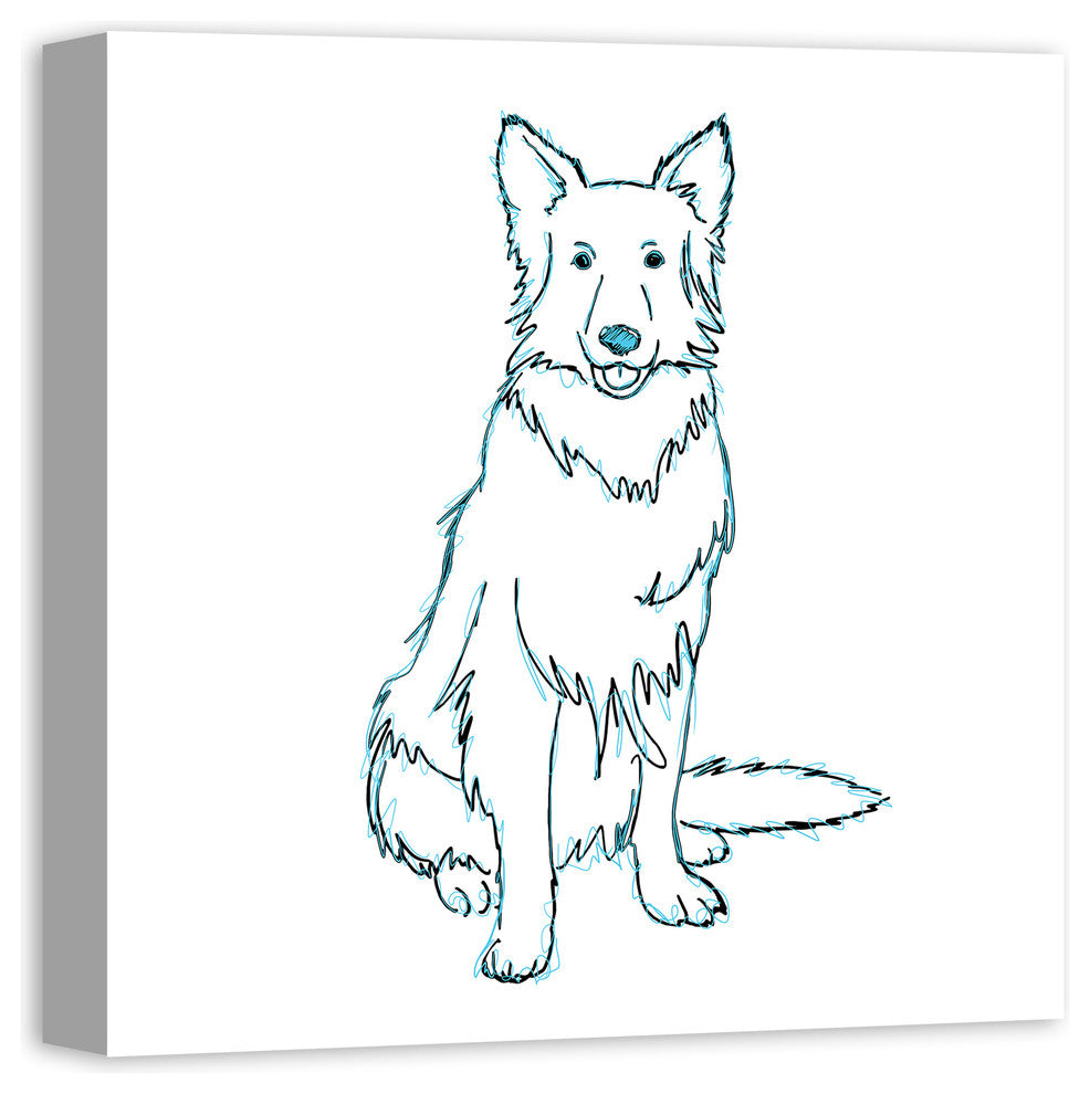 Designs Direct Shaggy Dog Blue 20x20 Canvas Wall Art
