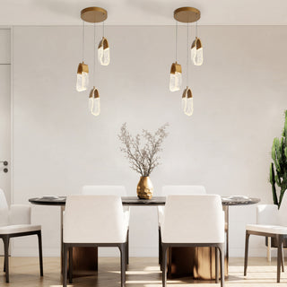 LNC Cleistocactus 3-Light 11.8" Modern Cluster Loop Chandelier, Gold