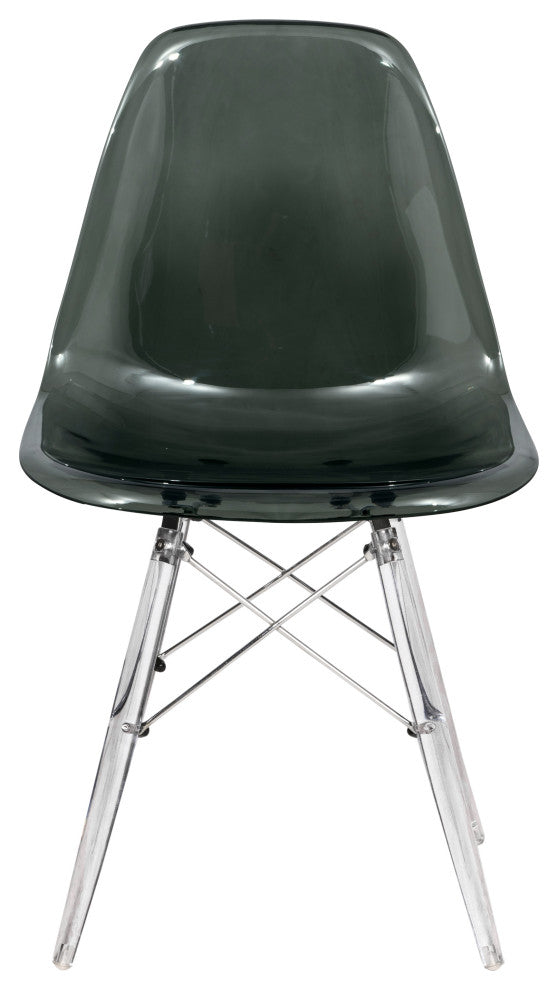 LeisureMod Dover Molded Side Chair With Acrylic Base, Set of 4 Transparent Black