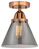Large Cone Semi-Flush Mount, Antique Copper, Plated Smoke, Plated Smoke