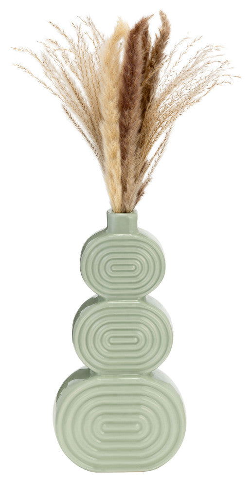 Ceramic 12" Stacked Circles Vase, Cucumber