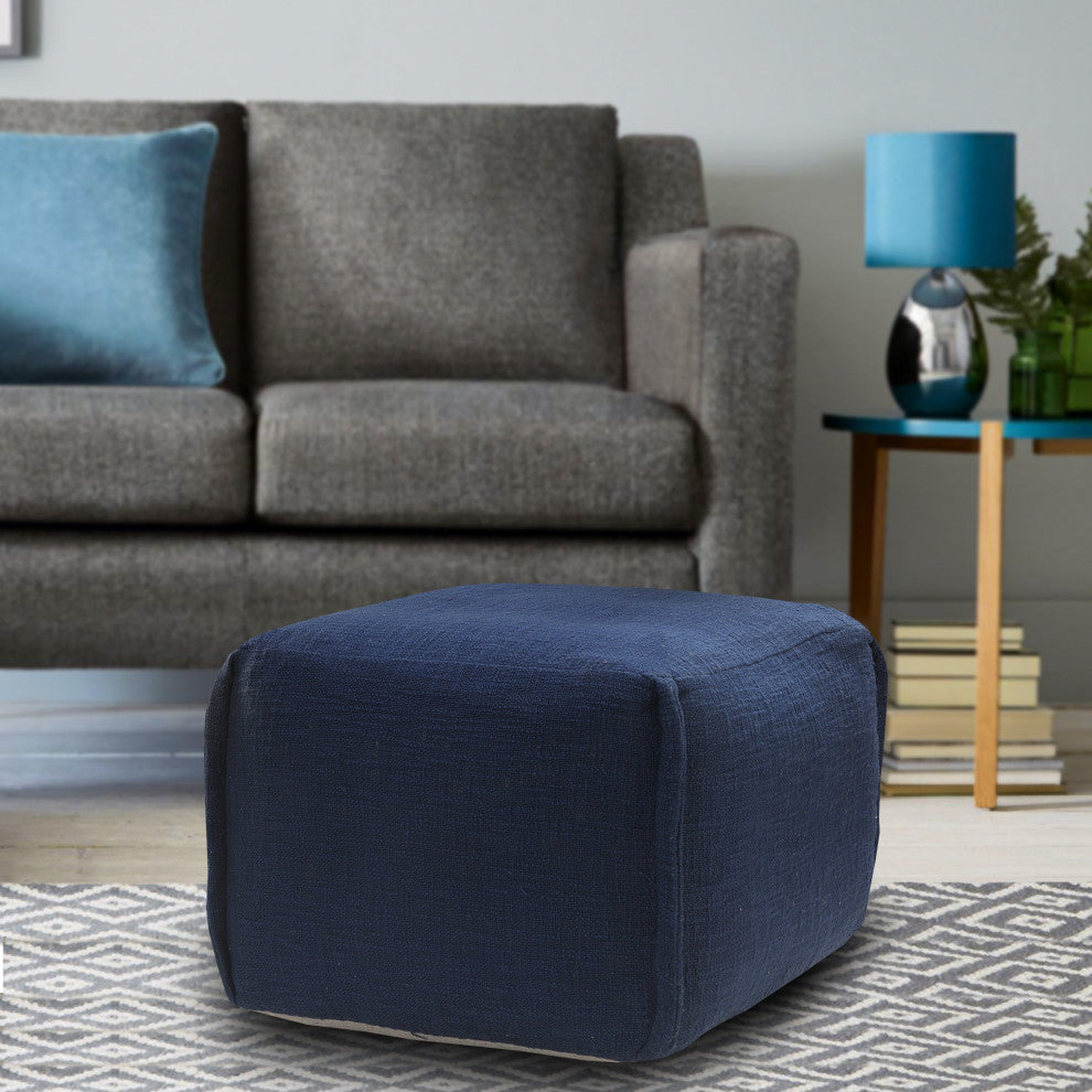 Handcrafted Solid Navy Pleated Pouf