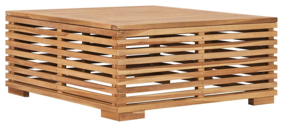Vidaxl Garden Table And Footrest Set & Cream Cushion Solid Teak Wood