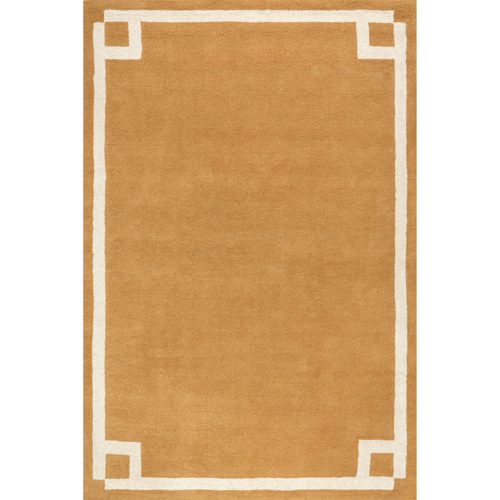 Grace Bordered Wool Area Rug, Golden Yellow 2' 6" x 8'