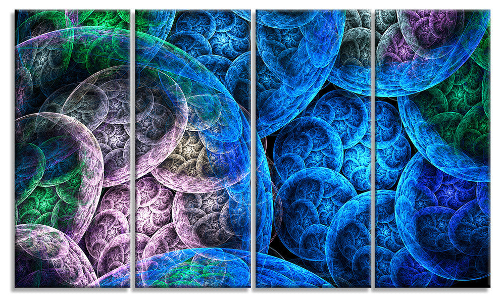 Dramatic Colorful Fractal Clouds, Abstract Canvas Art Print, 48"x28", 4 Panels