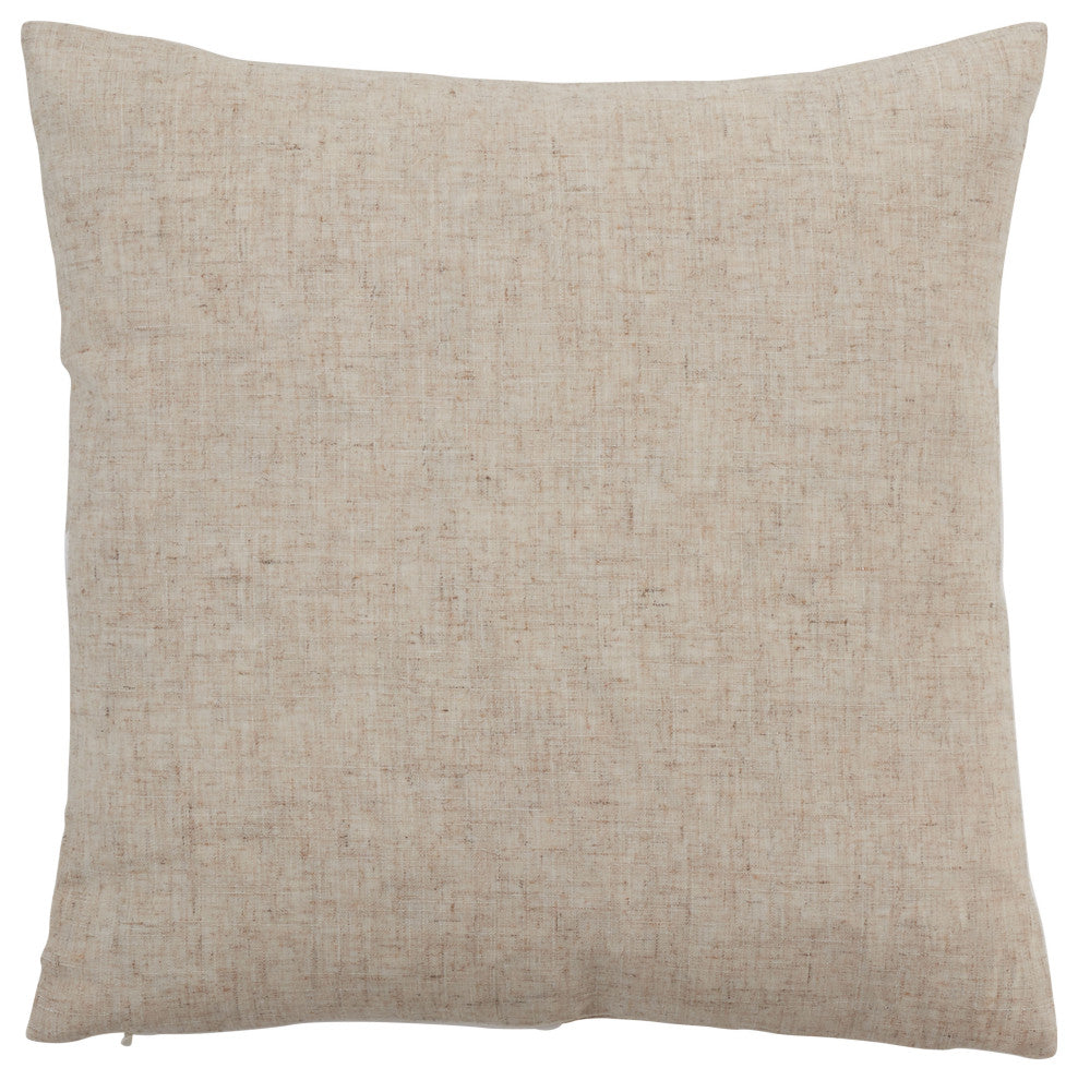 Velvet Throw Pillow With Geometric Design, White, 18"x18", Down Filled