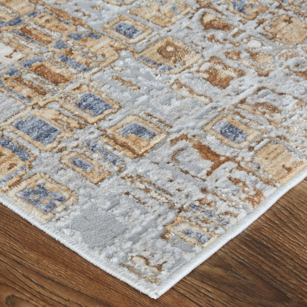 Corben R39G0 Transitional/Mid-Century Modern Rug, Beige/Gray, 4'x6'