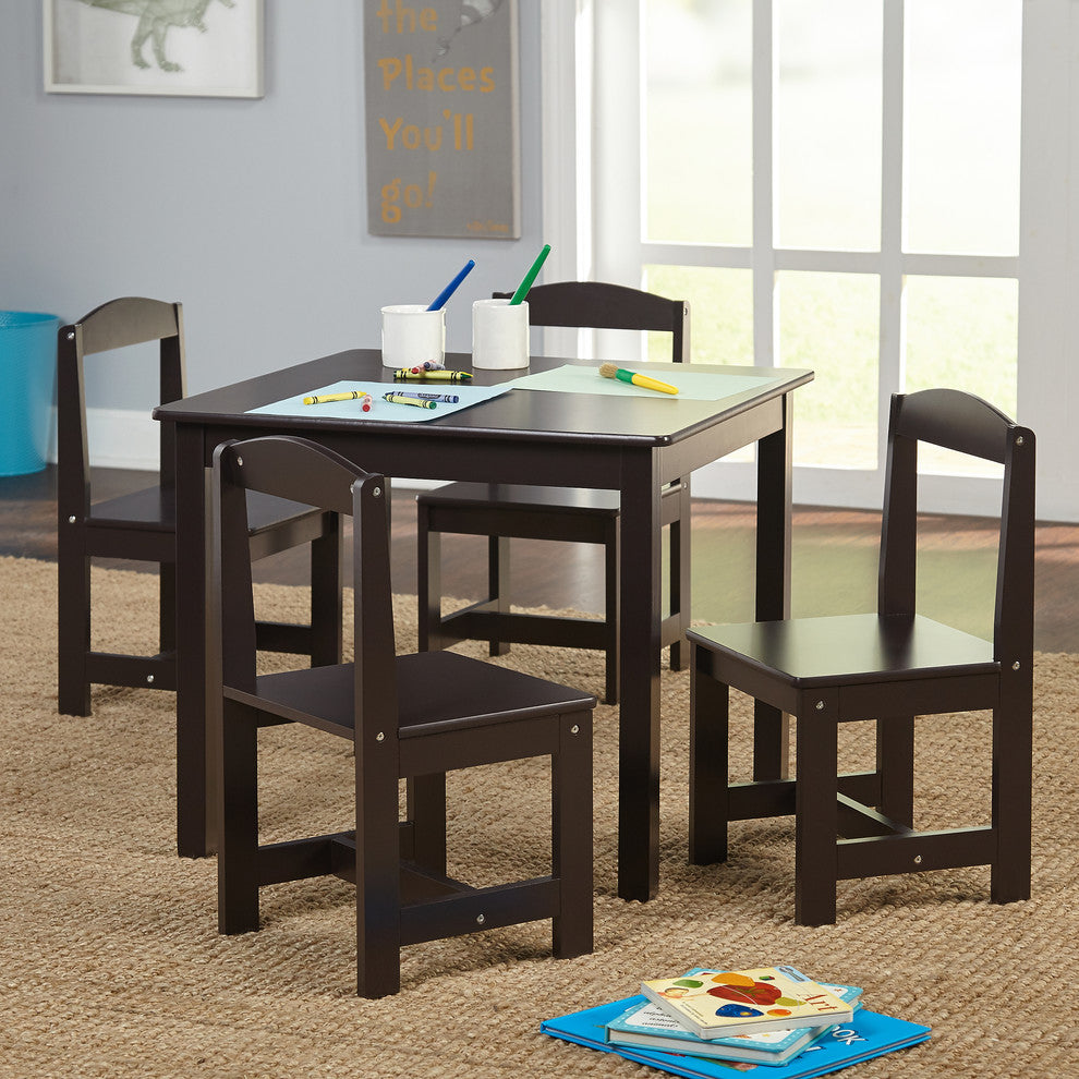 5-Piece Hayden Kids Table And Chair Set, Espresso