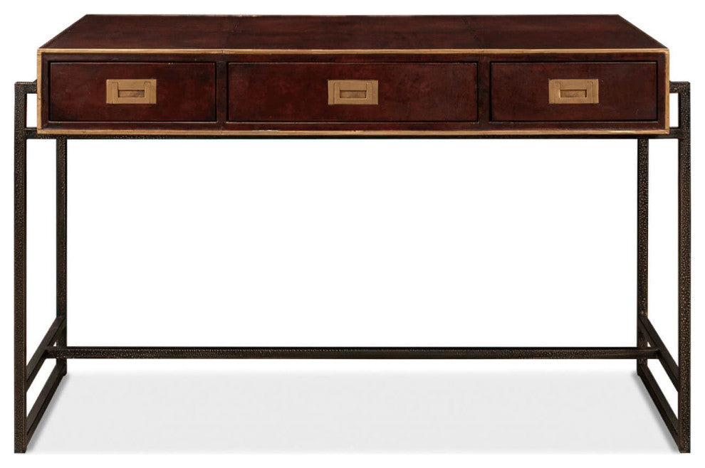 Modern Industrial Leather Desk