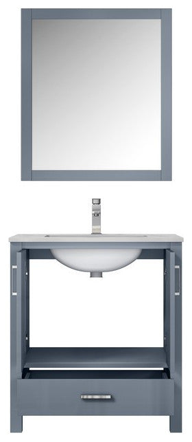 Jacques 30" Dark Grey Single Sink Vanity Set with White Carrara Marble Top