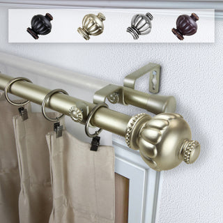 Bran 1" Double Curtain Rod, Light Gold, 28-48"