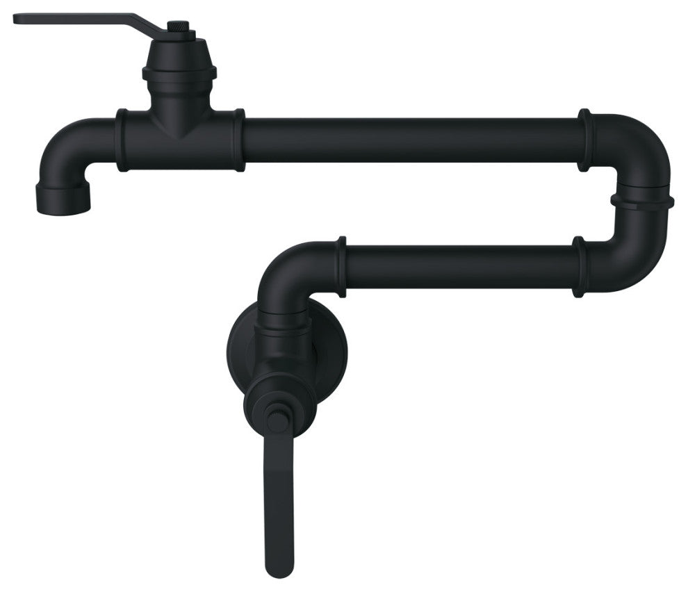 Kinzie Wall Mount Pot Filler Chrome, Satin Black