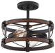15" W 2-Light Black Vintage Rustic Semi-Flush Mount Ceiling Light