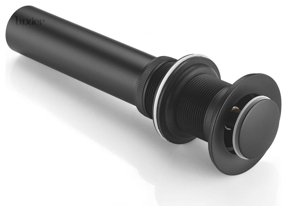 1-1/2" Push Pop-Up Drain Stopper for Sink, Matte Black, Without Overflow
