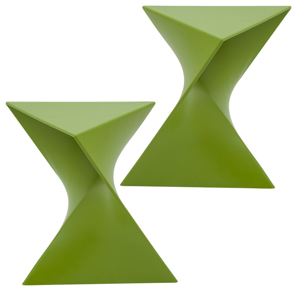 Leisuremod Randolph Modern Triangle Accent Side End Table, Green, Set of 2