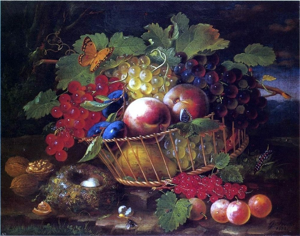 George Forster Still Life With Fruit Butterflies and Bird's Nest Wall Decal