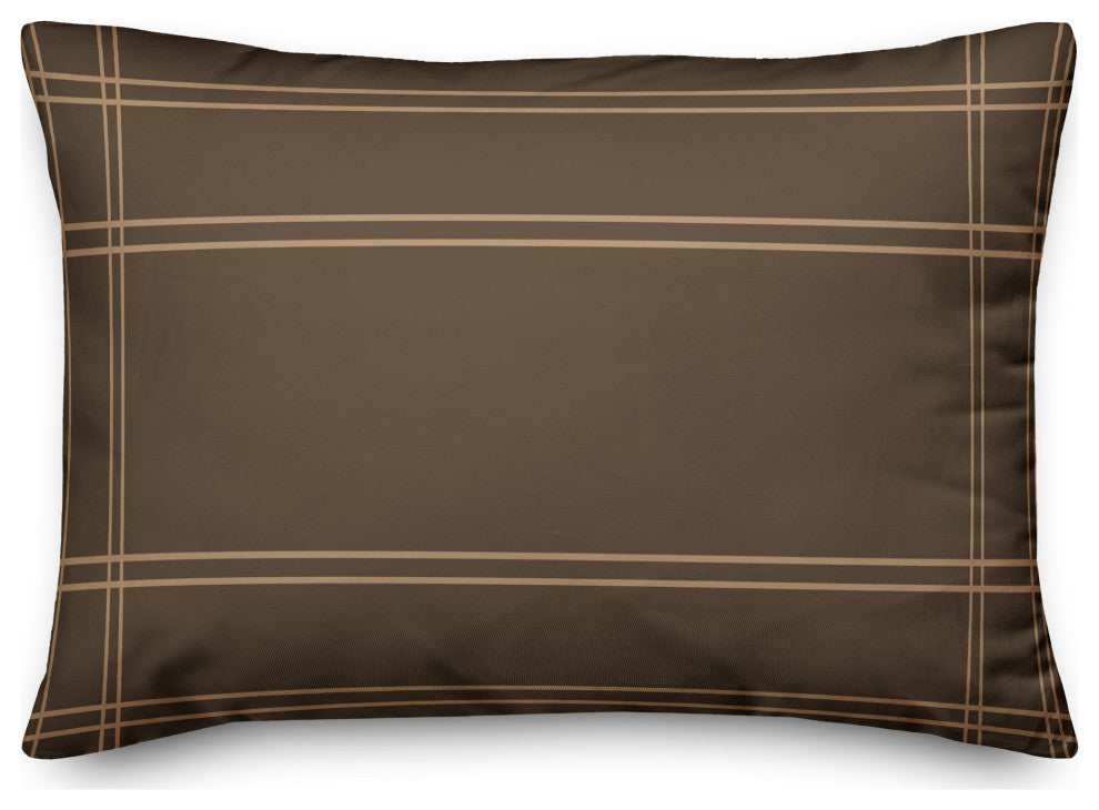 Brown Plaid Fall Lines 1 14"x20" Spun Poly Pillow