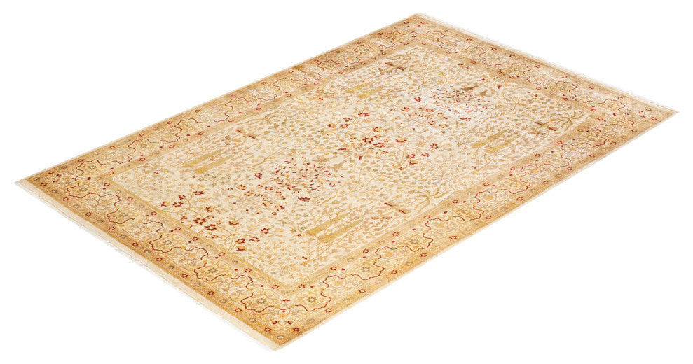 Solapur, One-of-a-Kind Hand-Knotted Area Rug Ivory, 6'1"x8'10"