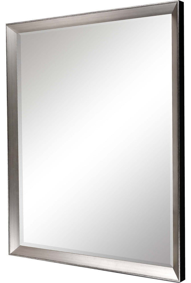 Framed Beveled Mirror, Metallic, 34"x44"
