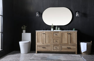 60" Double Bathroom Vanity, Natural Oak, 60