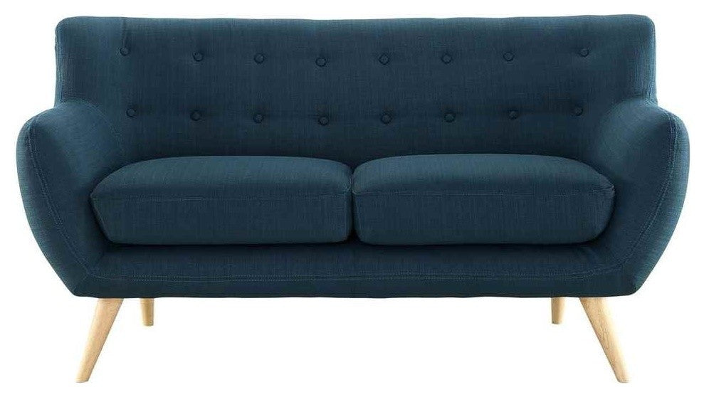 Modern Contemporary Loveseat, Azure Fabric