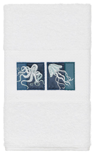 100% Turkish Cotton Ava Embellished Hand Towel, White