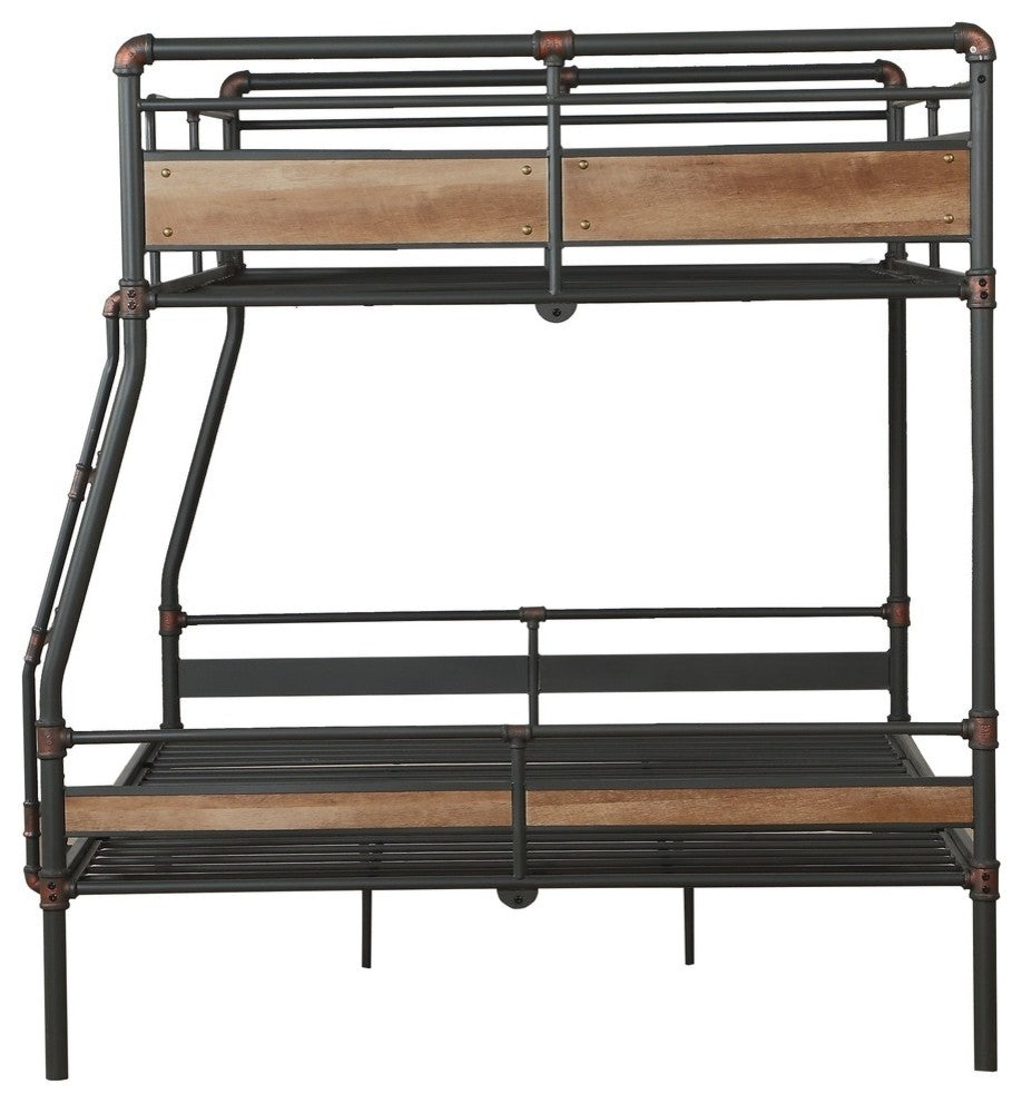 Brantley II Bunk Bed, Sandy Black and Silver, Full Bed Over Queen Bed