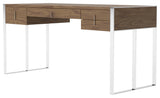 Modrest Orcutt Modern Walnut and Stainless Steel Desk