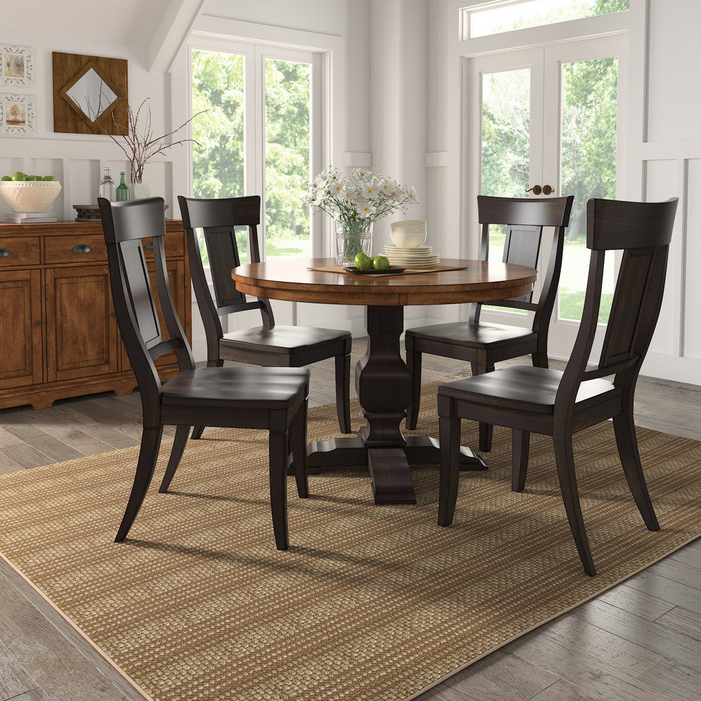 Arbor Hill Two-Tone Round Pedestal Base Dining Table, Antique Black