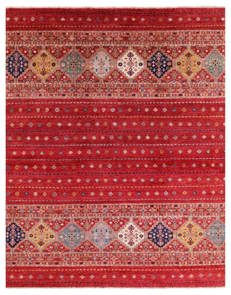 7' 8" X 9' 9" Khorjin Super Kazak Handmade Wool Rug Q5252