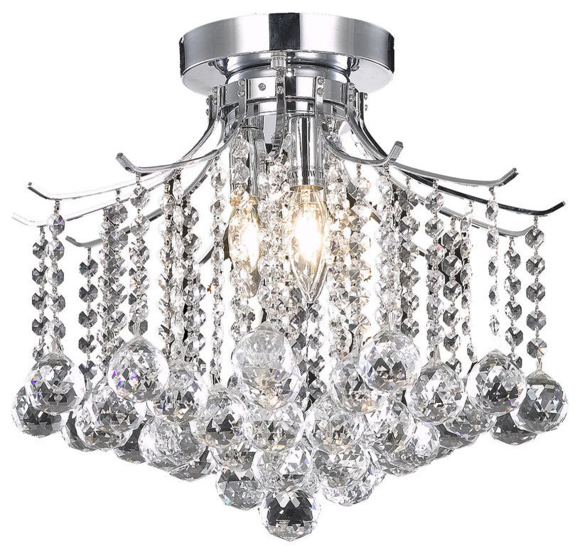 Living District Amelia 3-Light Transitional Metal Flush Mount in Chrome