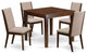 5Pc Kitchen Set 4 Upholstered Dining Chairs, Wood Table, Mahogany Finish