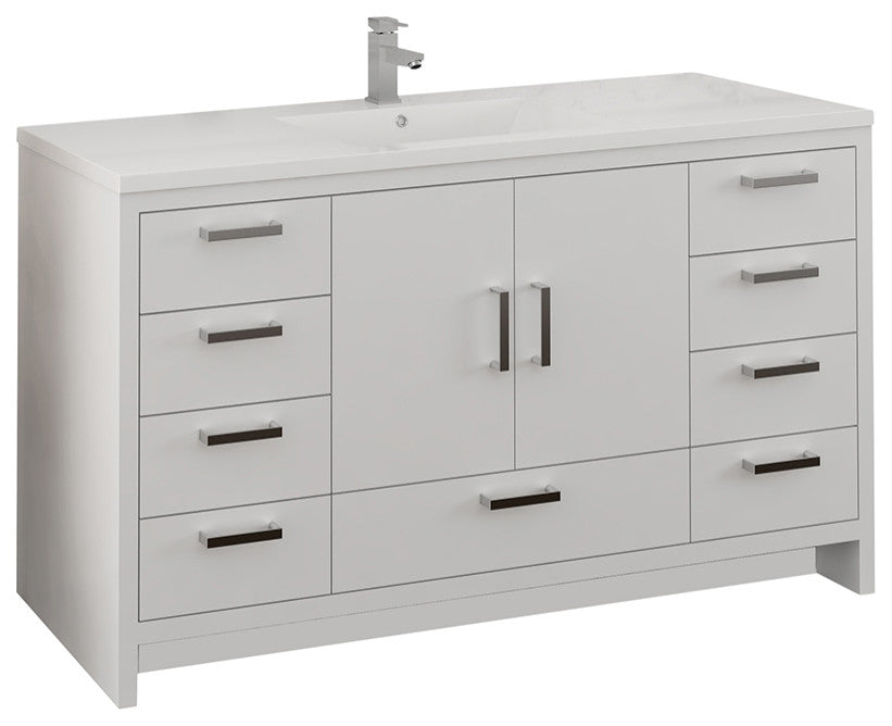 Fresca Imperia 60" Gloss White Cabinet With Integrated Single Sink