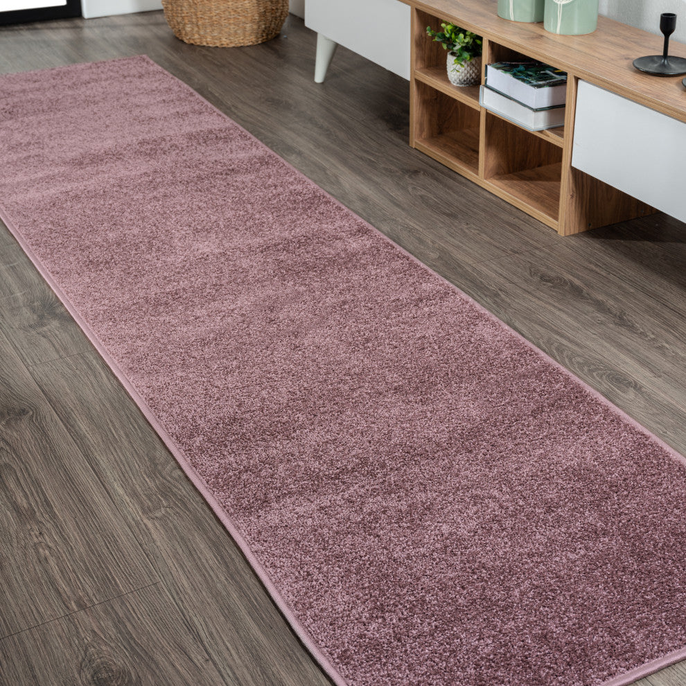 Haze Solid Low-Pile Runner Rug, Light Purple, 2 X 8